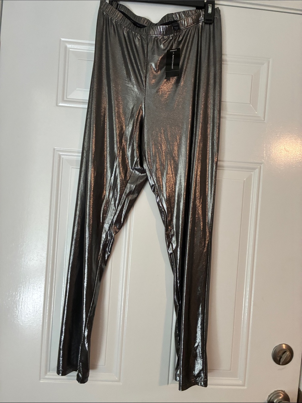 Ashley Stewart Metallic Silver Skinny Pants